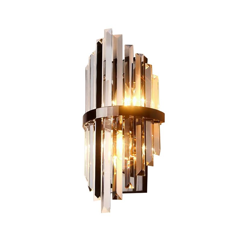 Clear Crystal Prism Sconce Lighting Modernist Style 1 Lights Black Finish Wall Mounted Lamp for Bedside