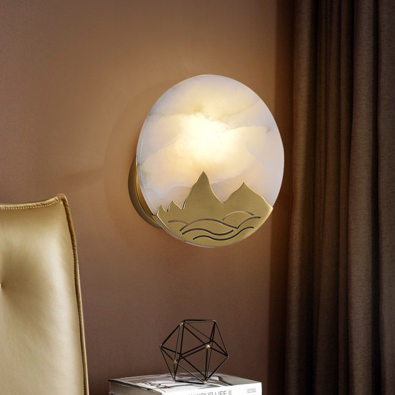 Anneau d'or Flush Mount Colonialist Marble 1 tête salon Mur Mur