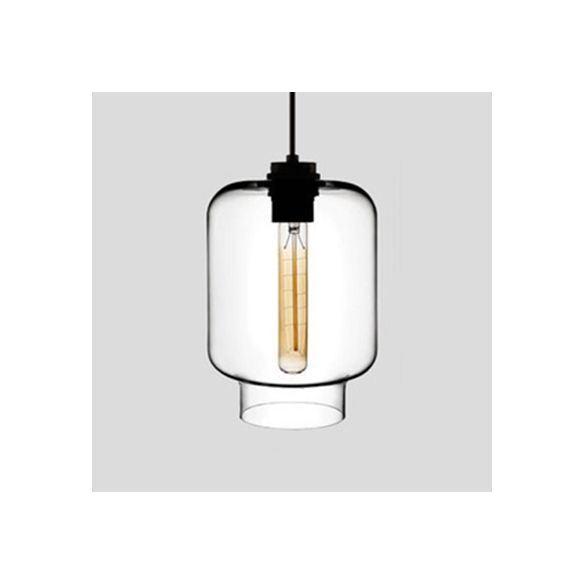 Lampe suspendue cylindrique Verre de simplicité 1 rose clair / jaune / bleu plafond plafond