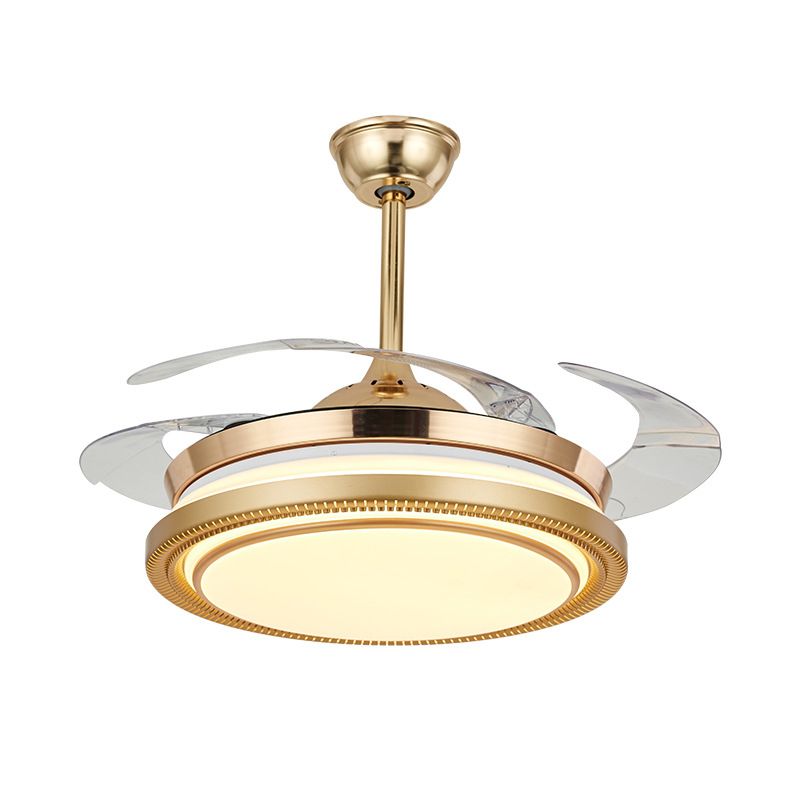 42 "Ligne de la lampe à fans en or acrylique LED Round LED Minimaliste Minimaliste Moup de plafond Light With Remote / Mur Control, 4 Pares transparentes