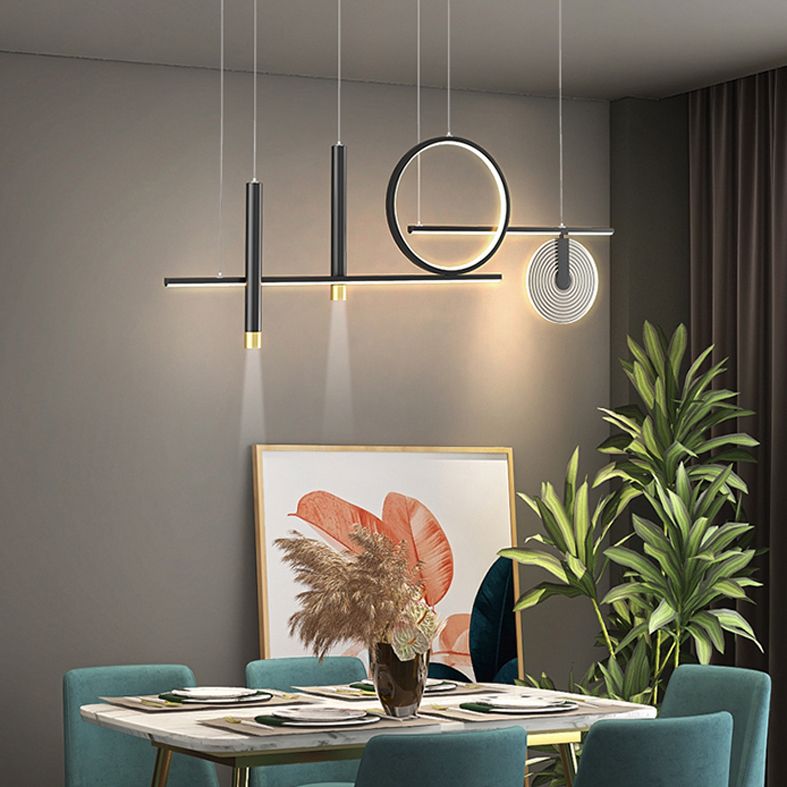 Isola ombreggiata minimalista Isola Light Metal Sala da pranzo LED Isola Penderant Light in Black