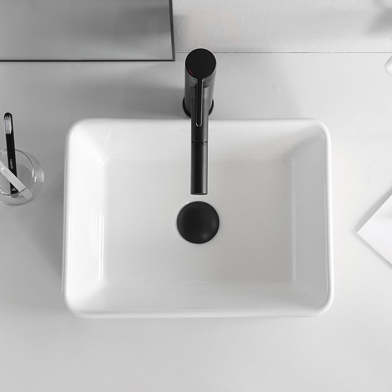 Contemporary Bathroom Sink Porcelain Solid Color Rectangular Vessel Bathroom Sink