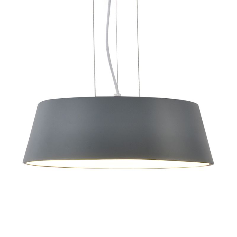 1 Light Kitchen Hanging Light Minimalist Grey Suspension Lamp with Drum Metal Shade