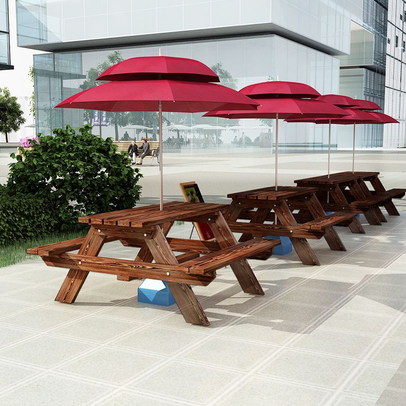 Farmhouse Style Patio Table Outdoor Rectangular Wooden Camping Table