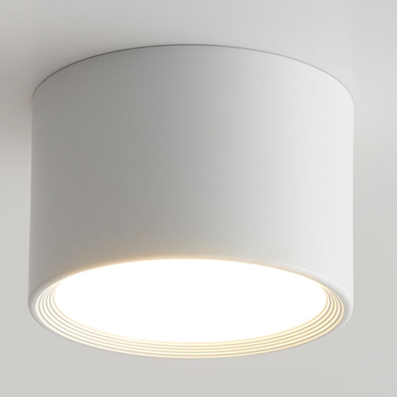 Modern Concise Corridor Flush Mount Iron Cylindrical LED Ceiling Light with Acrylic Shade