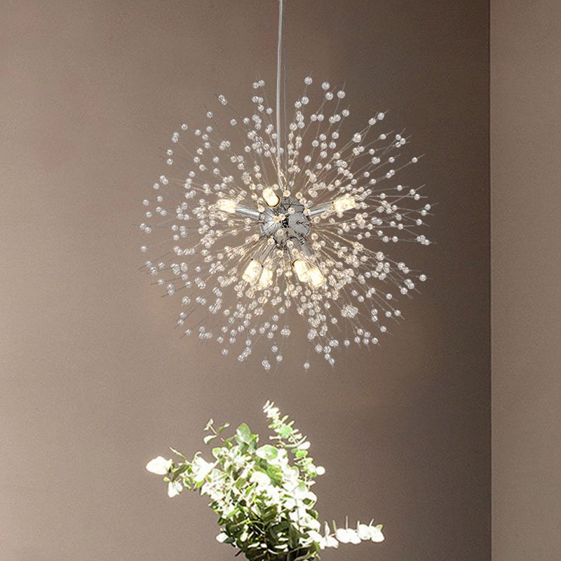 Crystal Dandelion lampadario in stile moderno Multi lampadina lampada sospesa per camera da pranzo camera da letto