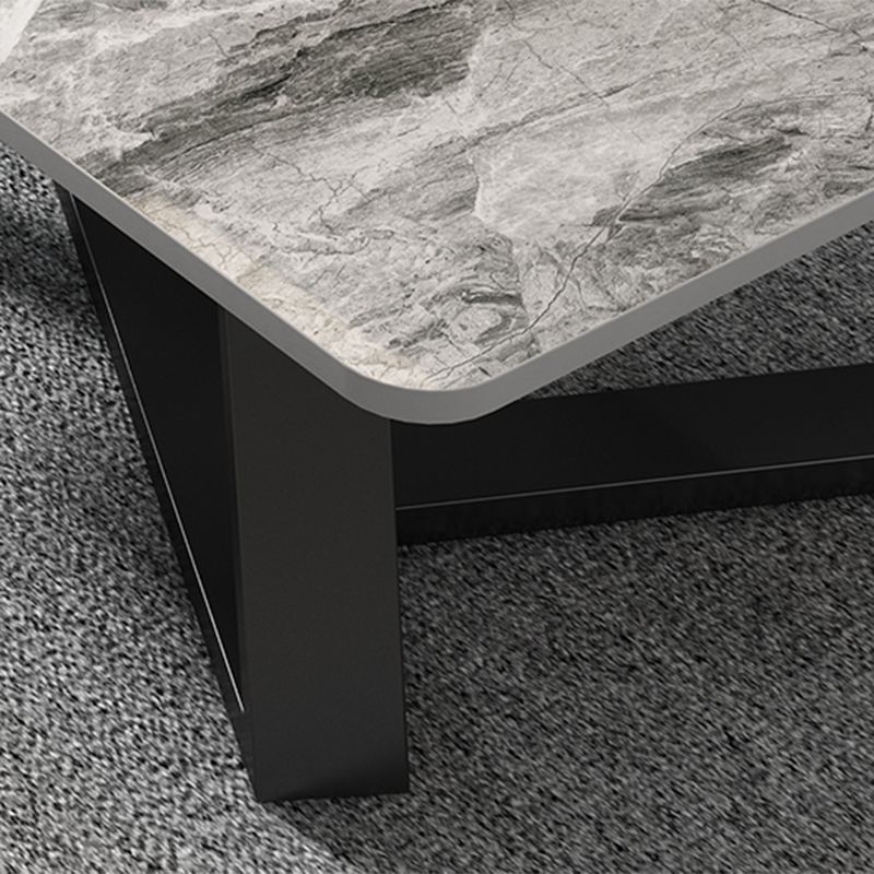 Glam Cross Legs Coffee Table Slate Rectangular Coffee Table Set for Home