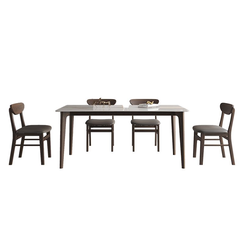 Rectangle Dining Table Mid-Century Modern Dining Table with Solid Wood Base