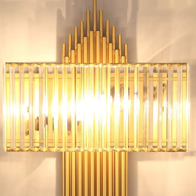 Unique Shade Crystal Wall Sconce Modern Style 2 Lights Wall Mounted Light in Gold