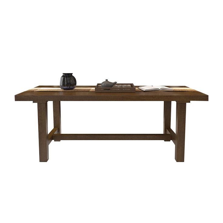 Industrial Dinette Table Rectangle Solid Wood Dinner Table in Brown