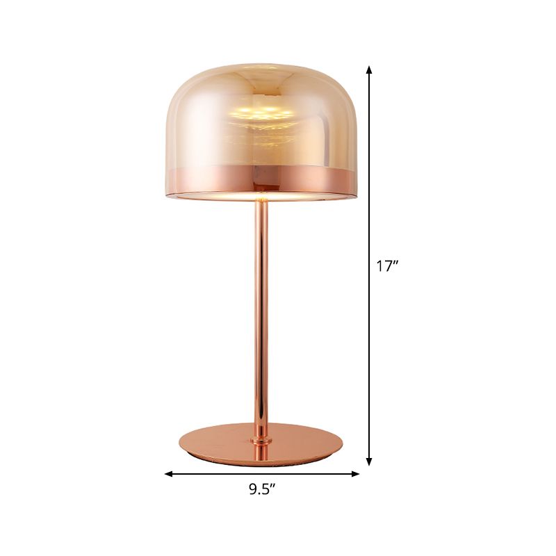 Contemporary 1 Bulb Task Lighting Rose Gold Cylinder Small Desk Lamp with Clear Glass Shade