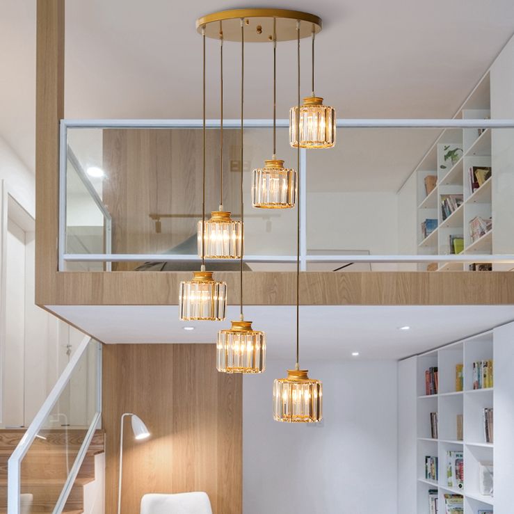 Modern Style Cylinder Shape Hanging Lights Crystal Hanging Light Fixtures