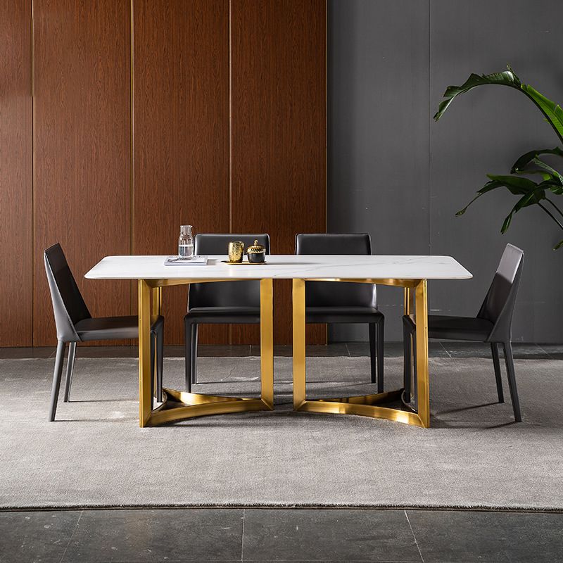 Glam White Sintered Stone Dining Table Set 1/4/5/7 Pieces Dining Set for Home Use