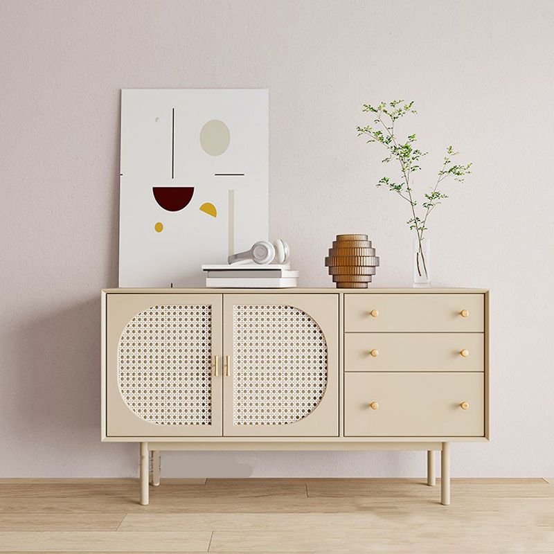 White Pine Solid Wood Sideboard Modern Credenza with Drawers and Storage