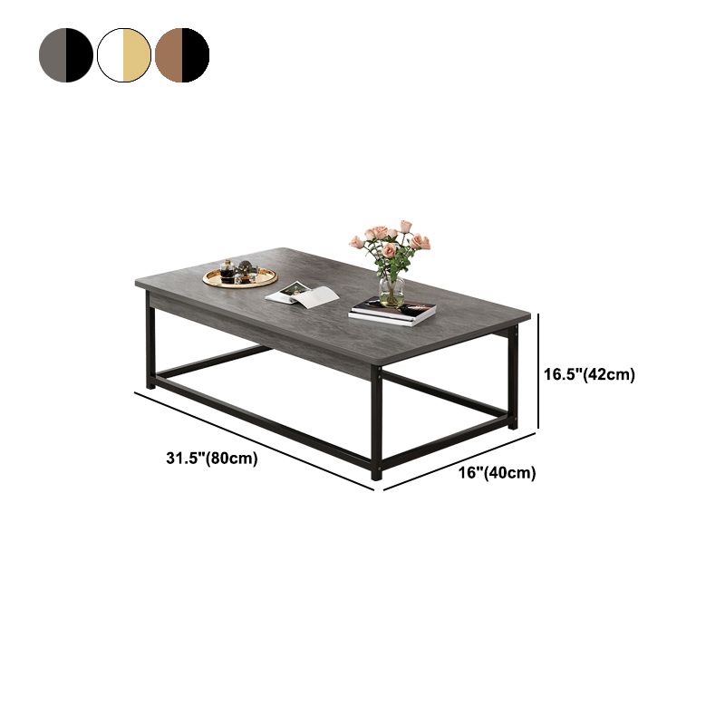 16.5" H Modern Rectangle Wooden Coffee Table Metal Frame Cocktail Table