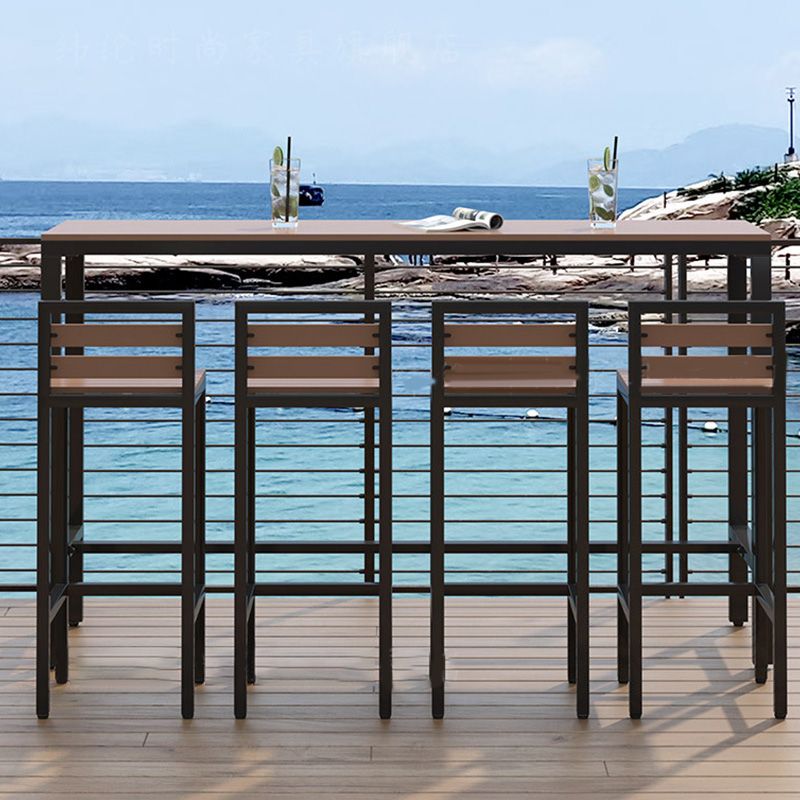 Industrial Bar-height Table with Black Legs and Metal Base Bar Table