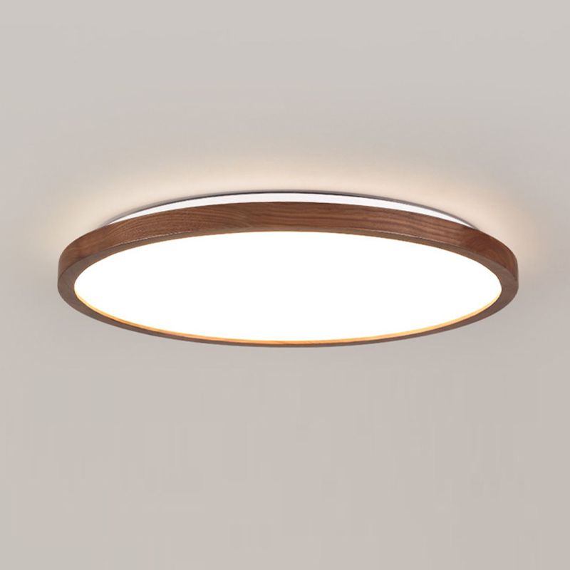Modern Wood Flush Mount Geometric Shape Ceiling Lamp with Acrylic Shade for Bedroom