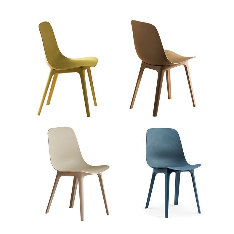 Silla sin brazos de comedor de plástico de estilo contemporáneo, silla con respaldo sólido para cocina