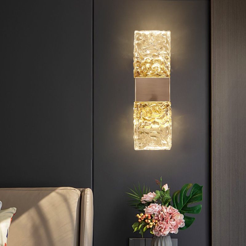 Light Luxury Wall Light Rectangle Shape Wall Lamp with Crystal Shade for Bedroom