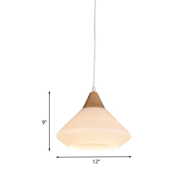 1 salle à manger légère Diamond plafonnier Pendard en bois moderniste avec une teinte en verre blanc diamant