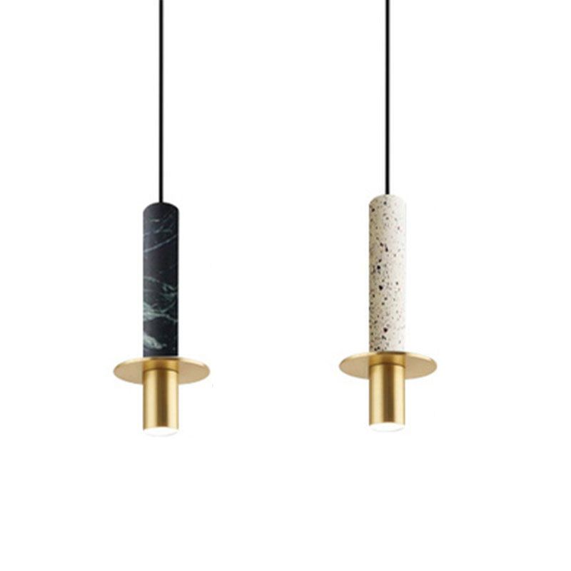 Style de minimalisme LED Hanging Light 1 Tube léger en pierre Suspension Lampe pour le bar de cuisine