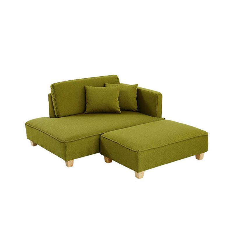 Scandinavian Lazy Sofa Linen Blend TV Chair with Pillows and Ottoman