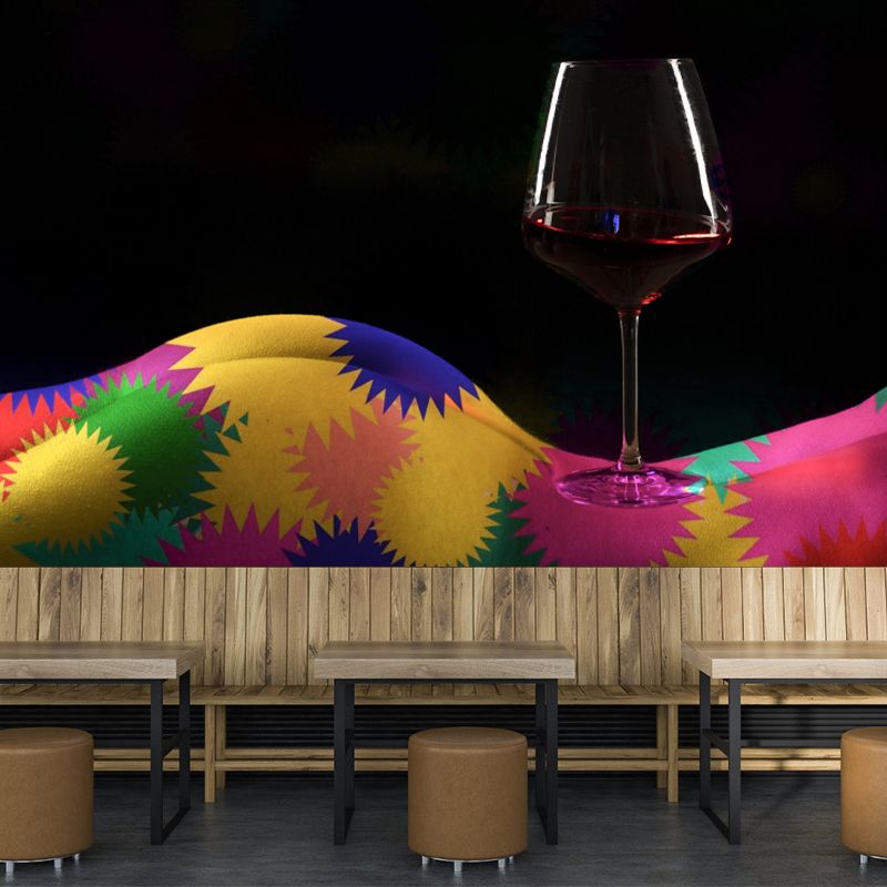 Red Wine Mural Modern Minimalist Decorative Painting Wall Art for Bar Decor