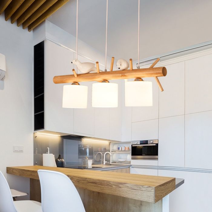 Lámpara simple de madera de madera accesorios de iluminación colgante de madera para comedor