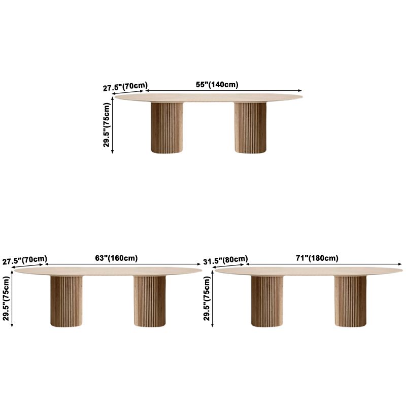 Pine Solid Wood Table Simplicity Dining Table Oval for Kitchen Home with Double Pedestal