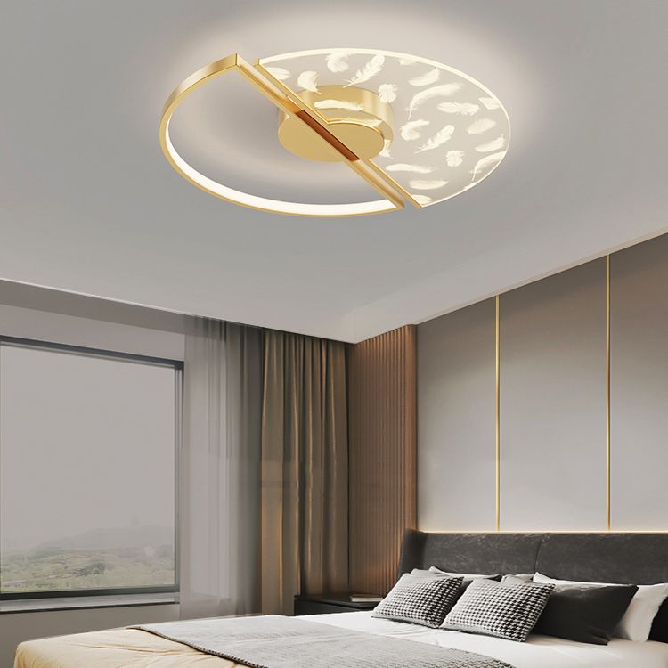 2 Light Circle Ceiling Lamp Modern Style Metal Ceiling Lighting for Living Room