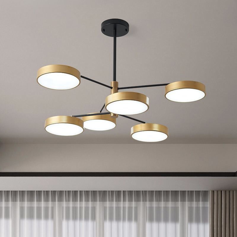 Zweig Wohnzimmer Hanging Deckenleuchte 6 Köpfe Einfacher Stil Anhänger Beleuchtung in Gold/Weiß