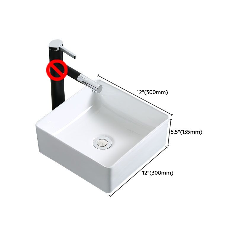Modern Bathroom Sink Porcelain Rectangle Bathroom Sink in White(Not Including Faucet)