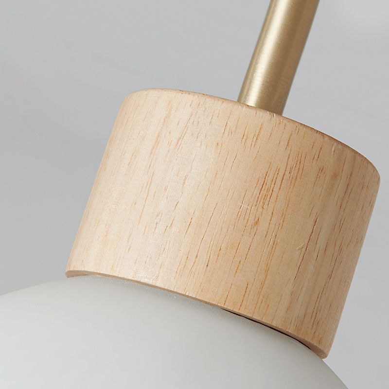 Contemporary Glass Shade Semi Flush Wooden Semi Mount Lighting for Living Room