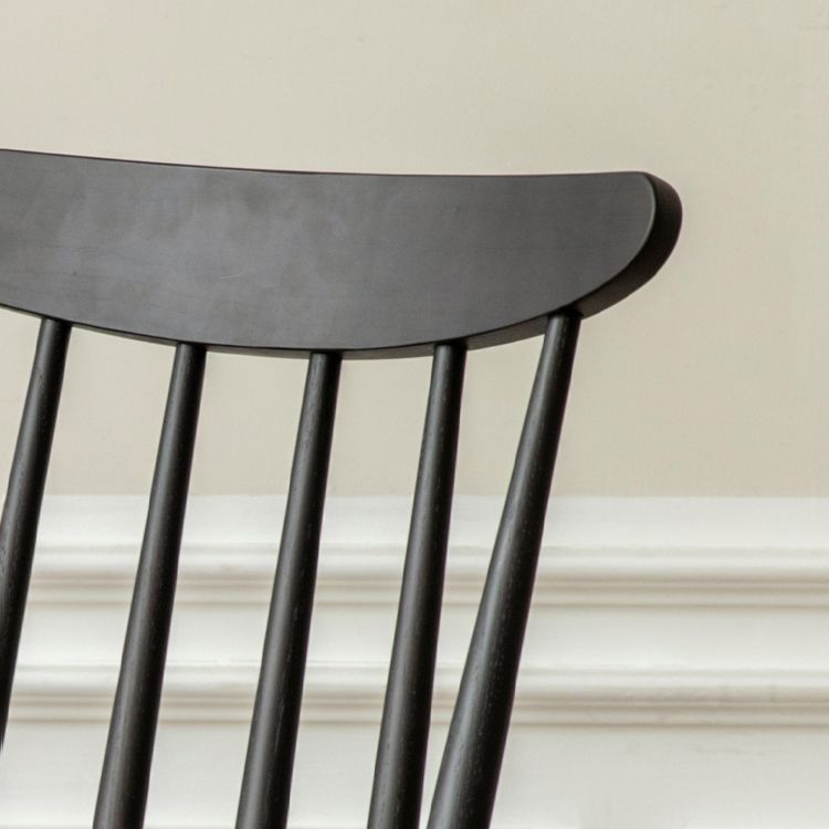 Contemporary Solid Wood Slat Back Dining Room Chair in Black