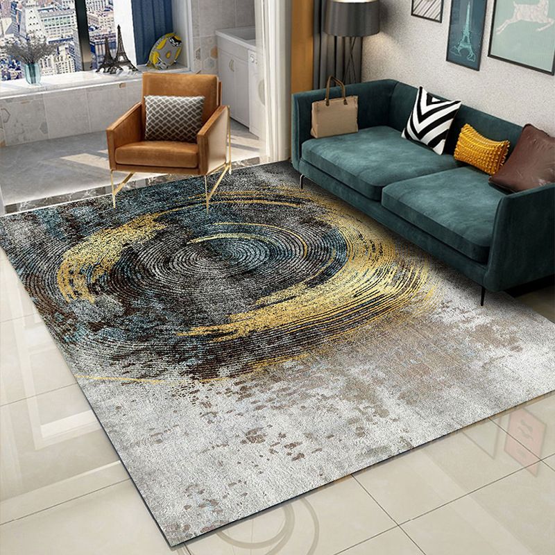 Gold Modern Carpet Polyester Graphic Carpet Non-Slip Backing Carpet for Living Room