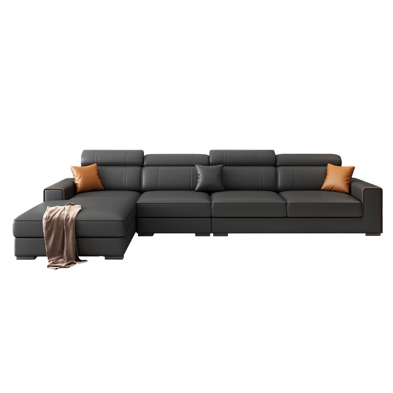 Scandinavian Dark Gray Stationary Square Arm Slipcovered Sofa