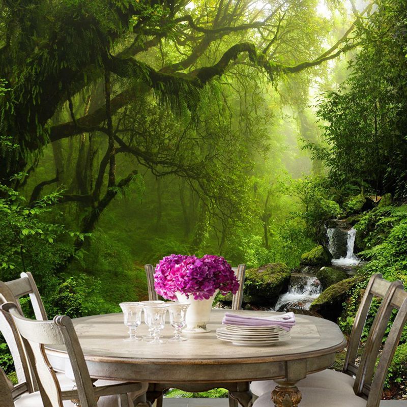 Deep Forest Wall Mural Decal for Accent Wall, Dark Green, Personalized Size Available