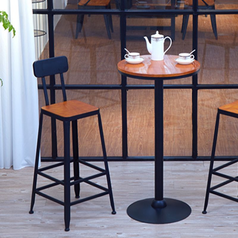 Industrial Style Bistro Bar Table Solid Wood Top Bar Table for Dining Room