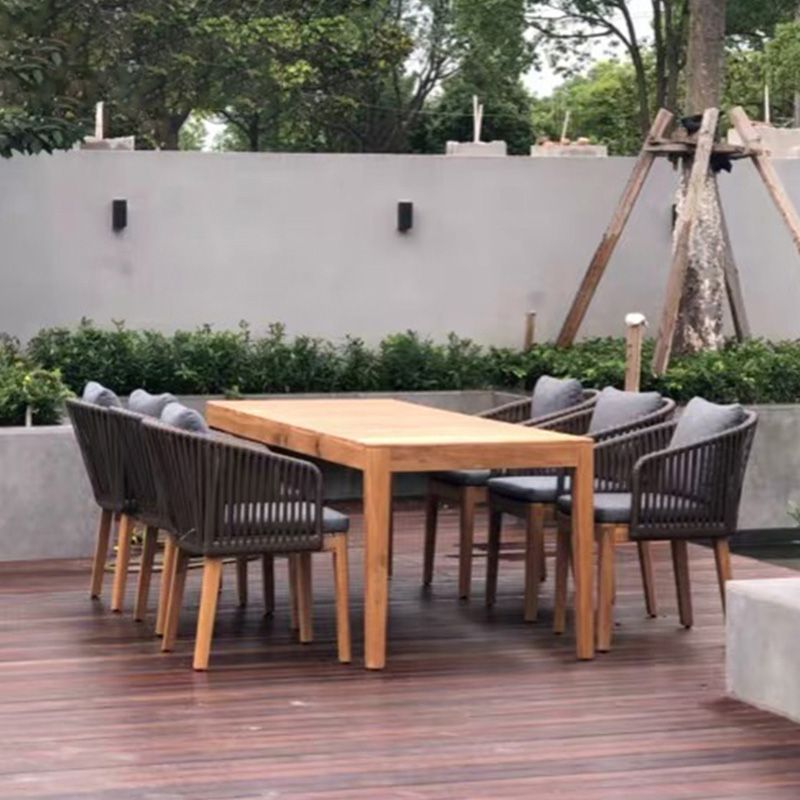 Tropical Brown Teak Upholstered Removable Cushion Outdoor Bistro Chairs