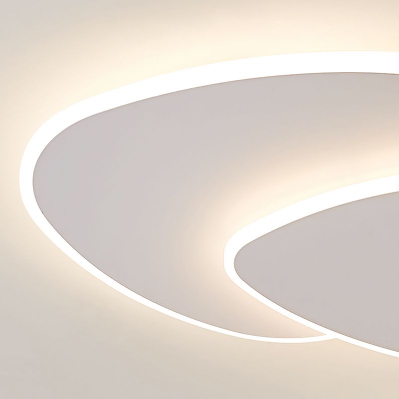 Plafonnier LED en acrylique blanc de style concis et moderne, plafonnier ovale à 2 lumières en fer