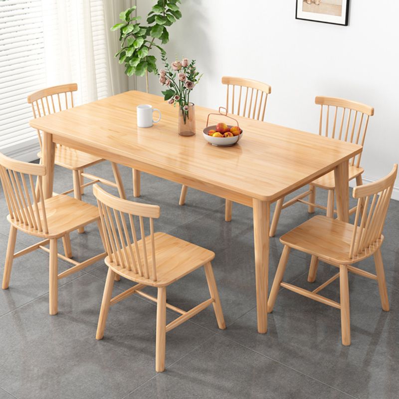 Modern Rectangular Natural Rubberwood Dining Table with 4 Legs
