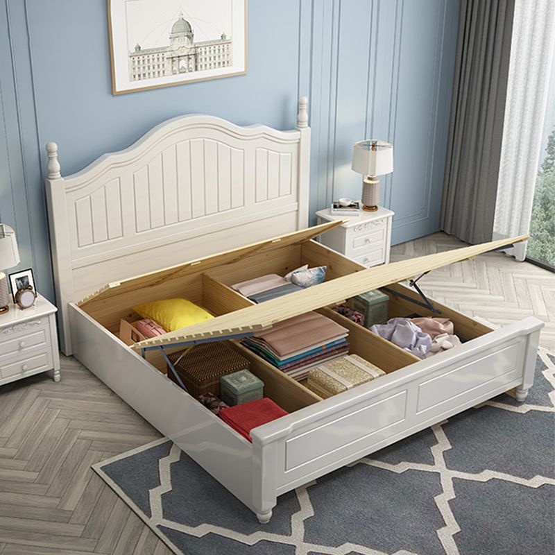 Contemporary Wooden Arched Standard Bed, Panel Headboard Bed