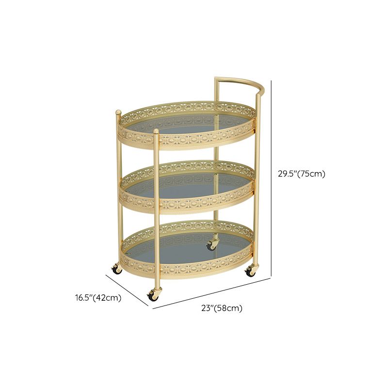 Modern Open Storage Prep Table Oval Dining Room Kitchen Trolley
