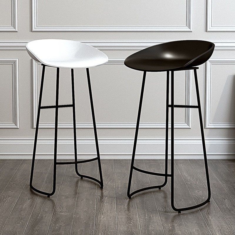 Modern Armless Backrest Counter Stool Iron Kitchen Bar Stool with Acrylic Seat