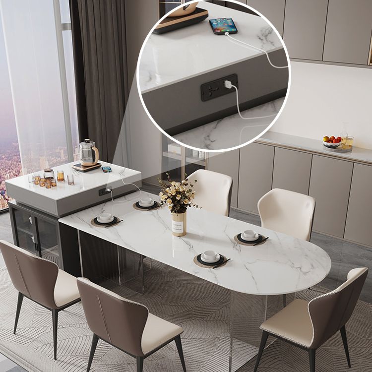 Sintered Stone Dining Table Acrylic Base Dinner Table for Dining Room