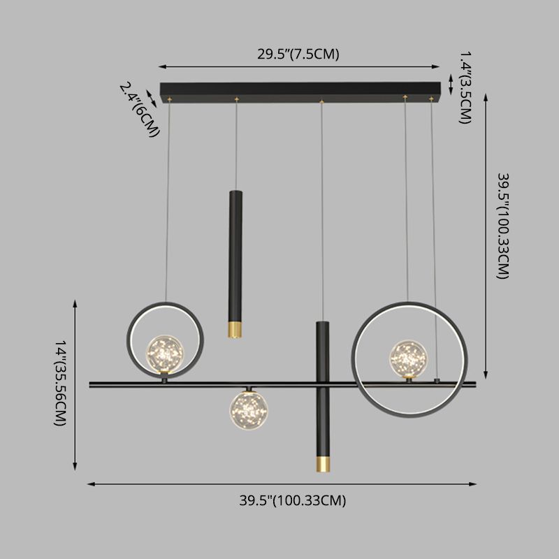 Modern Straight Bars Island Chandelier Lights Metal Chandelier Lamp