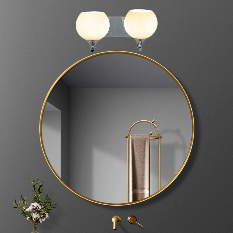 Modern Chrome Vanity Lighting Glass Shade Wall Light Fixture for Bathroom