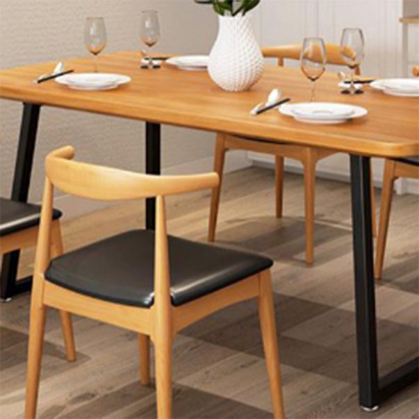 Industrial 1/2/5 Pieces Furniture Solid Wood Rectangle Dining Table Set in Brown