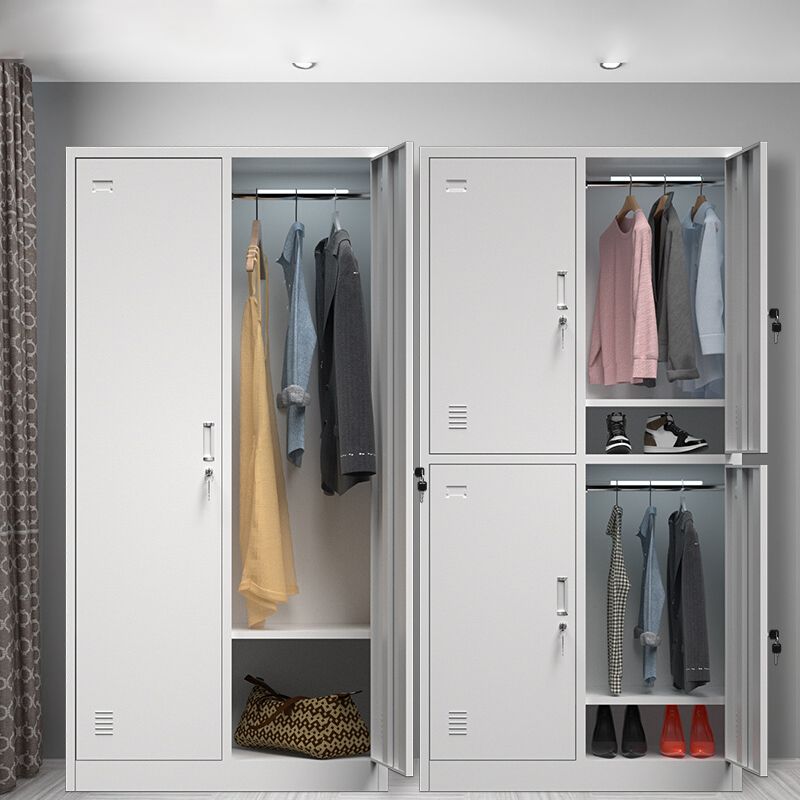 Modern Grey Storage Cabinet with Hinged Door Metal Cabinet for Bathroom