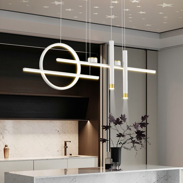 7 luces de isla geométrica ligera Candelera de isla de metal contemporánea